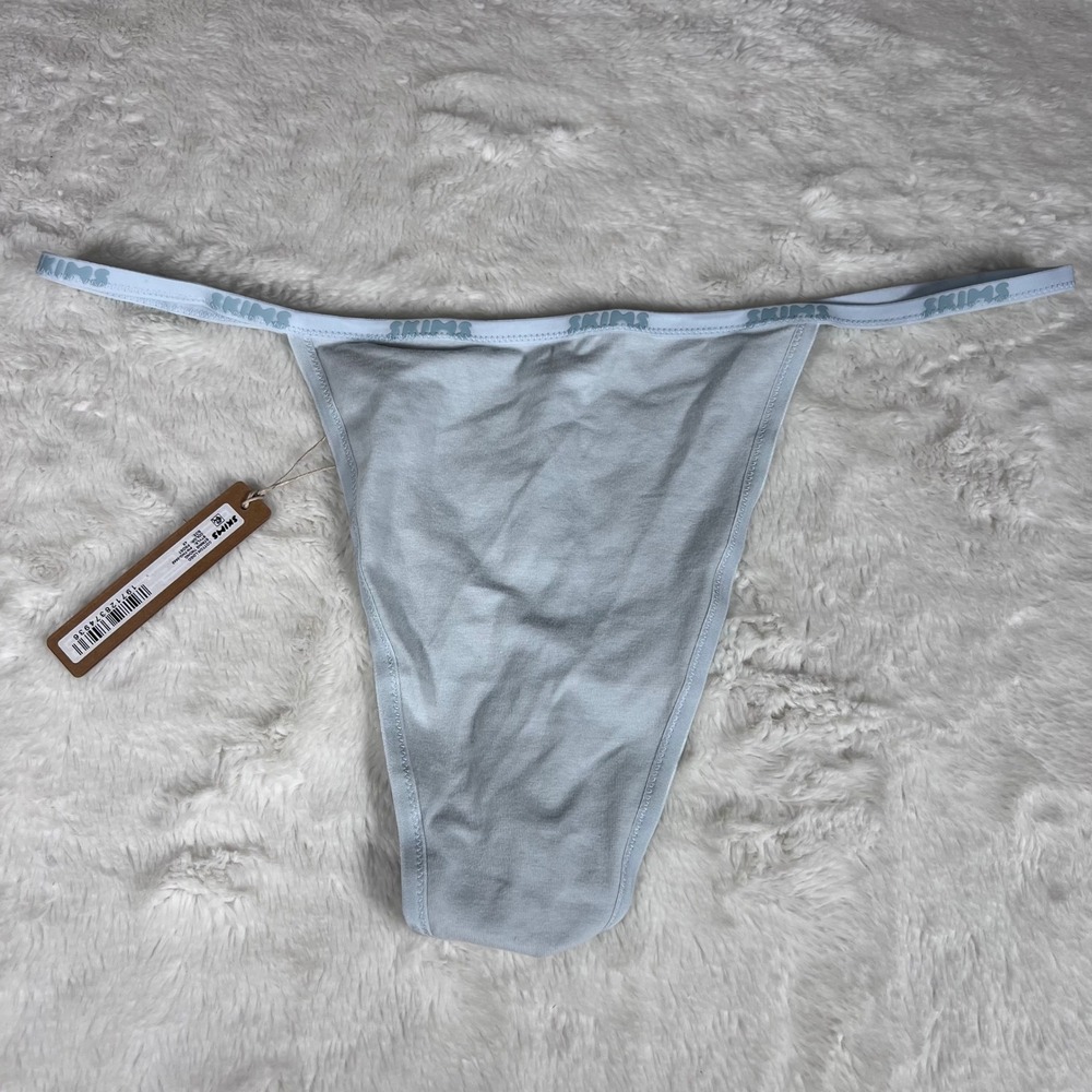 SKIMS Cotton Logo String Thong Frost Blue‎ PN-THG-2642 Womens Size 4X NEW
